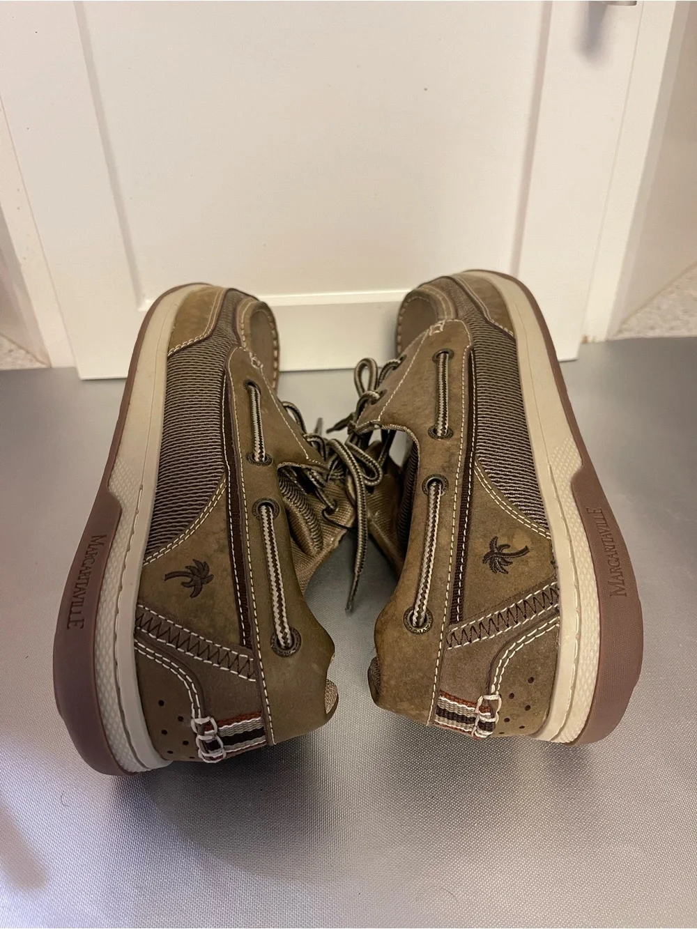 Margaritaville Soles of the Tropics Men's  Brown Leather Boat Shoes  Sz 11.5